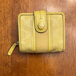 Coach Yellow Signature Canvas Compact Wallet
